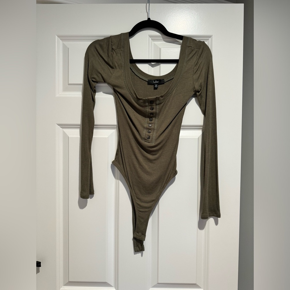 Lulus Ribbed Green Bodysuit
